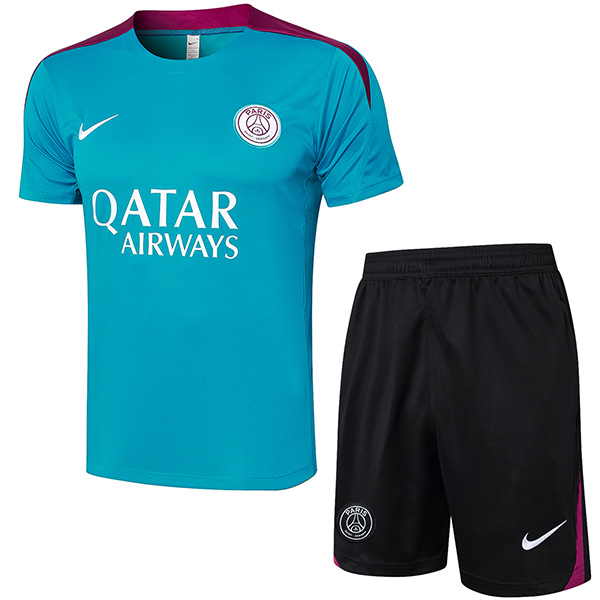 Paris saint-germain training jersey men's teal uniform soccer kit sportswear football suit tops sports shirt 2024-2025